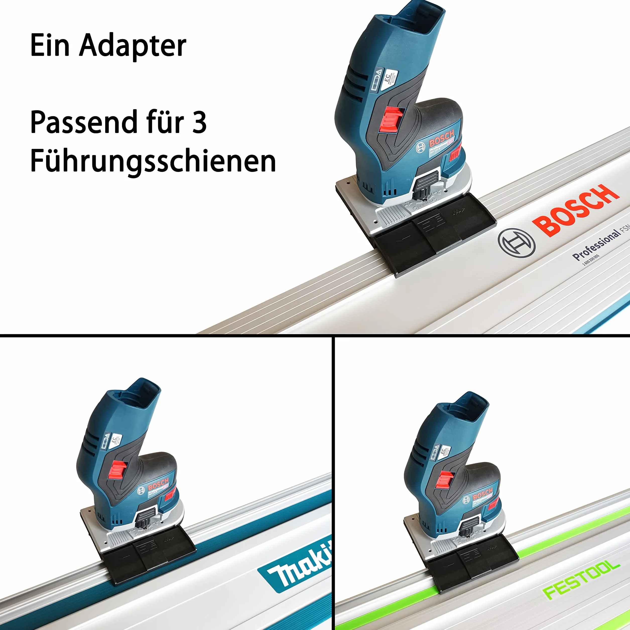 Adattatore professionale per binario di guida per Bosch GKF 12V-8 per Makita/Bosch/Festool