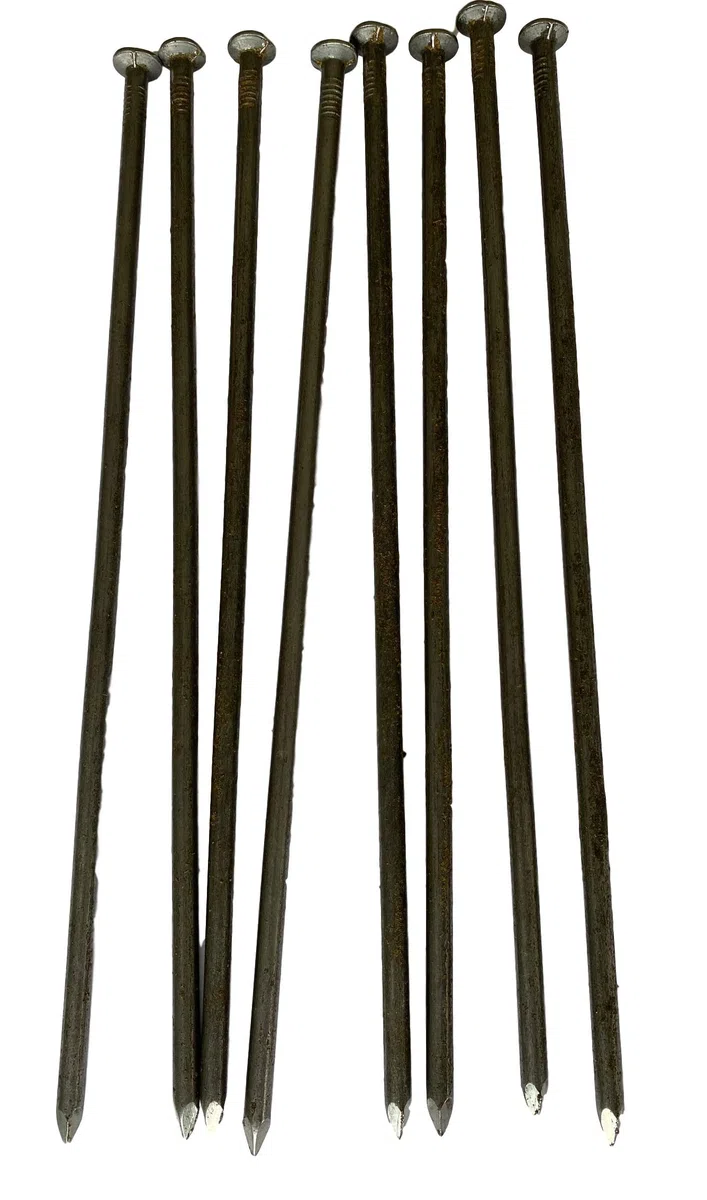 8 pezzi chiodo da giardino | 350 mm di lunghezza – 8 mm | Ancoraggio a terra da giardino per orticoltura | Forma diritta – testa da 17 mm