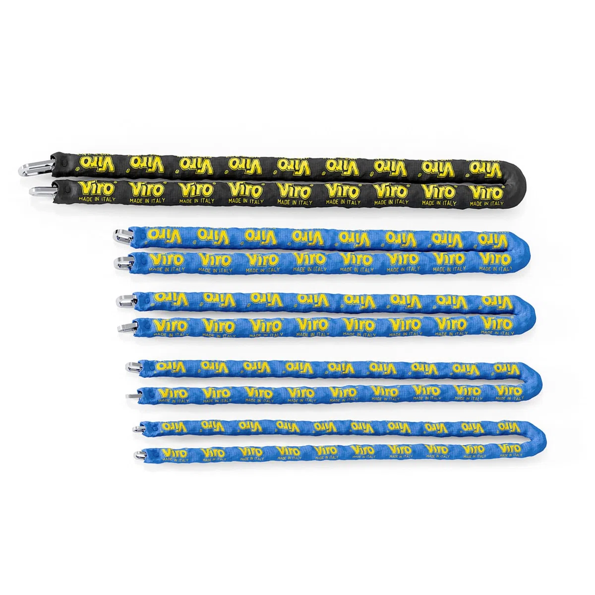 Viro | Catena Moto e Scooter, Sezione Semiquadra 8 mm, Lunghezza 150 cm, In Acciaio Speciale, Rivestita in Guaina Blu Antigraffio