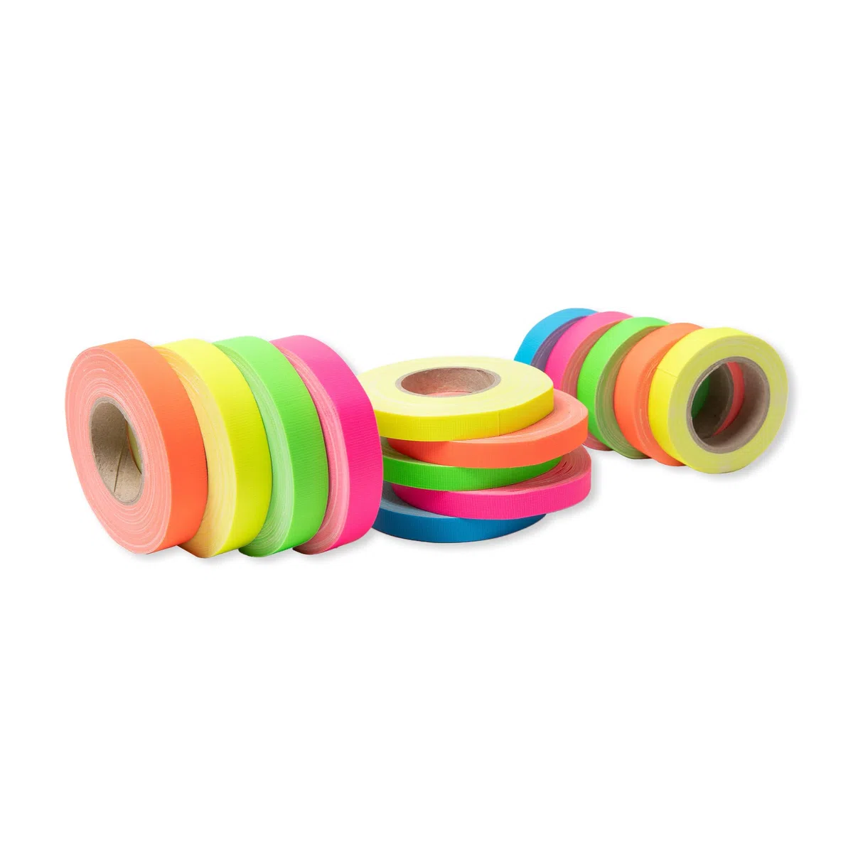 Modulor Nastro in tessuto Gaffa, set di nastri adesivi in tessuto rivestito in PE, altamente adesivo, con adesivo in gomma di alta qualità, 4 rotoli da 15 mm x 12,5 m, giallo, arancione, verde, rosa