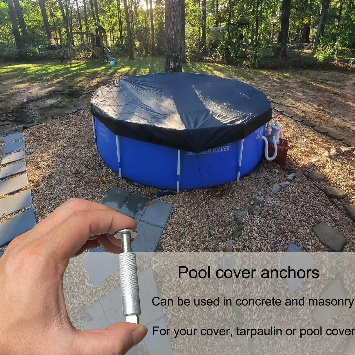 Viti di Ancoraggio per Teloni Bulloni di Ancoraggio per Coperture per Piscine Confezione da 10pcs Tasselli per Piscina 100% Acciaio Inossidabile (Acciaio-Alluminio) Retrattile 16 x 65 mm (10)