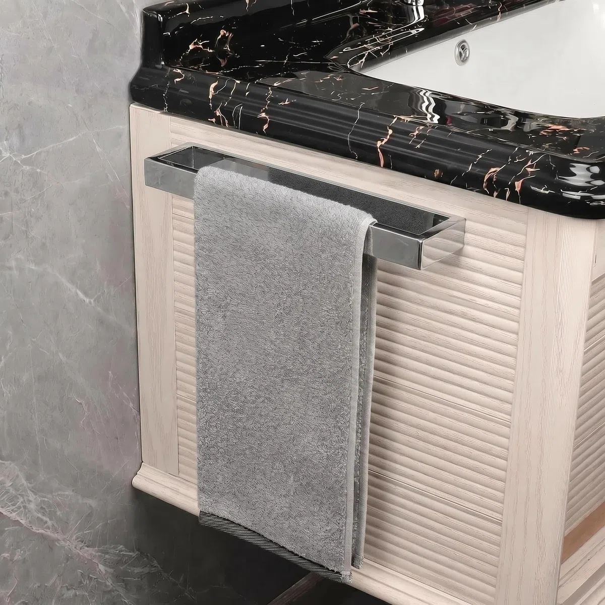 Porta Asciugamani da parete autoadesivo Portasciugamani in acciaio inossidabile Portasciugamaniantiruggine per bagno e cucina (Cromato, 30CM)