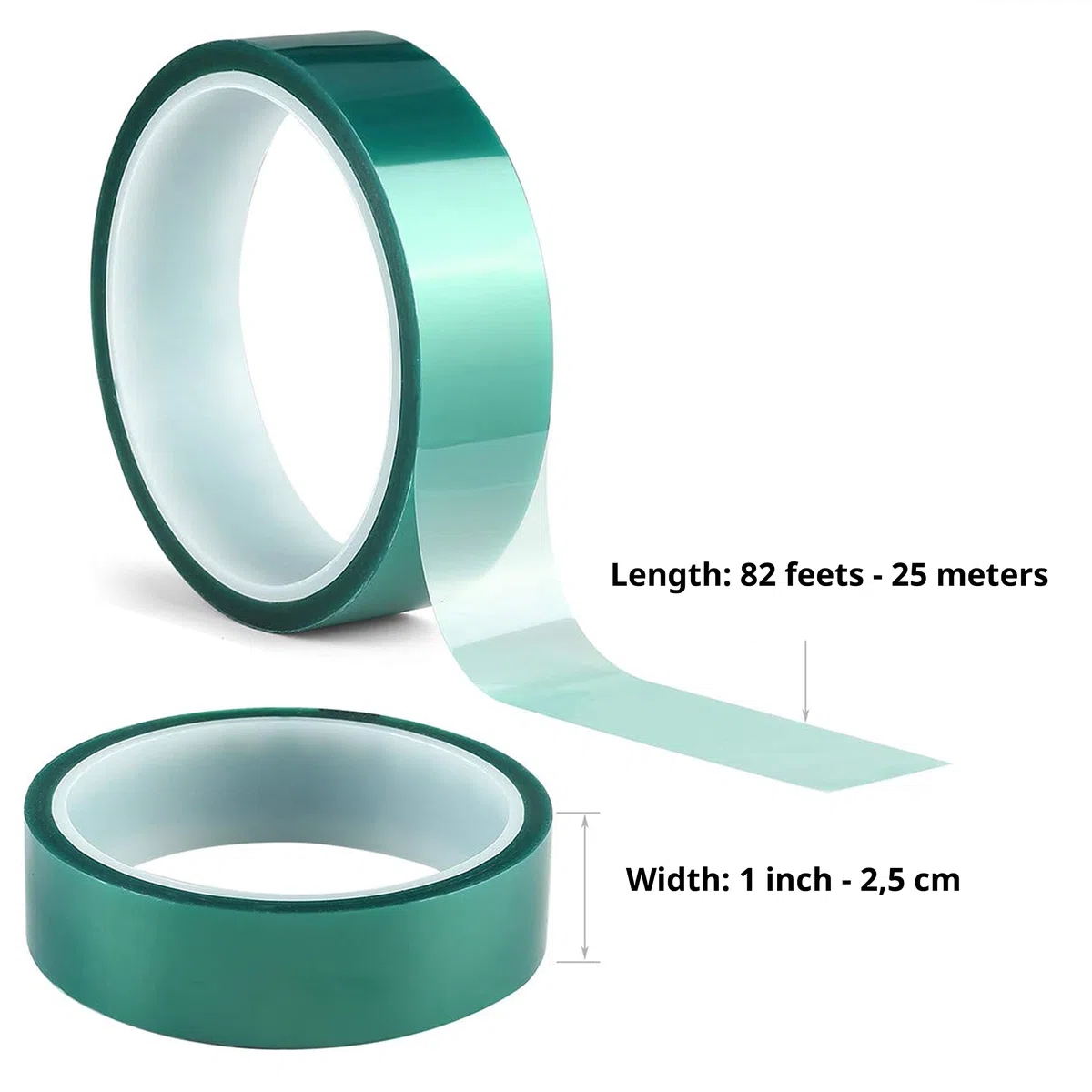 ACIT 2 rotoli di nastro alta temperatura, adesivo in poliestere, nastro in PET con adesivo in silicone, ideale per pittura termica, anodizzazione, stampanti 3D (66m x 50mm)