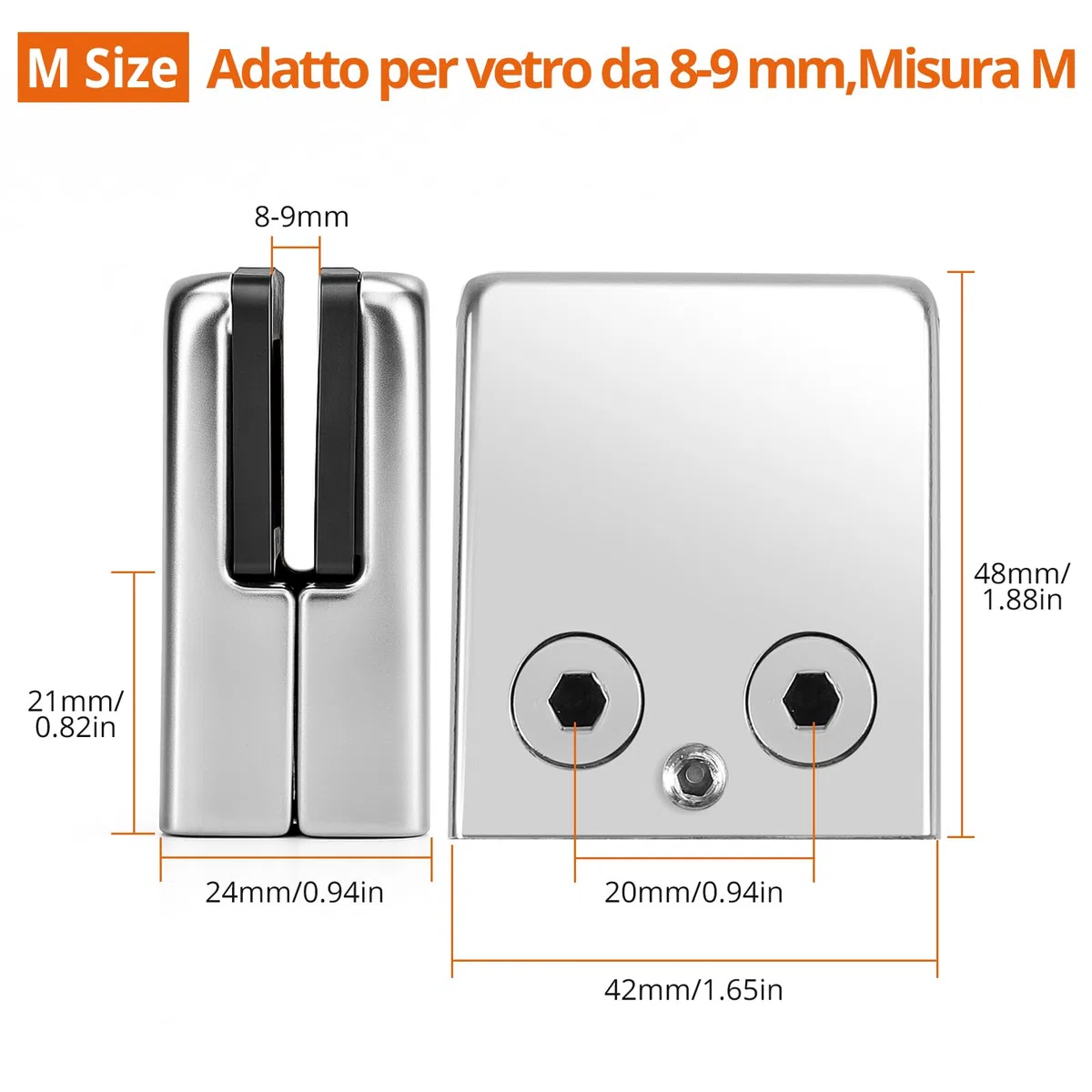 Proster 8 Pezzi Supporto Vetro 8-10mm Acciaio Inossidabile 304 Morsetto Vetro Regolabile Con Cacciavite per Ringhiera Balaustra Corrimano della Scala - Lucido