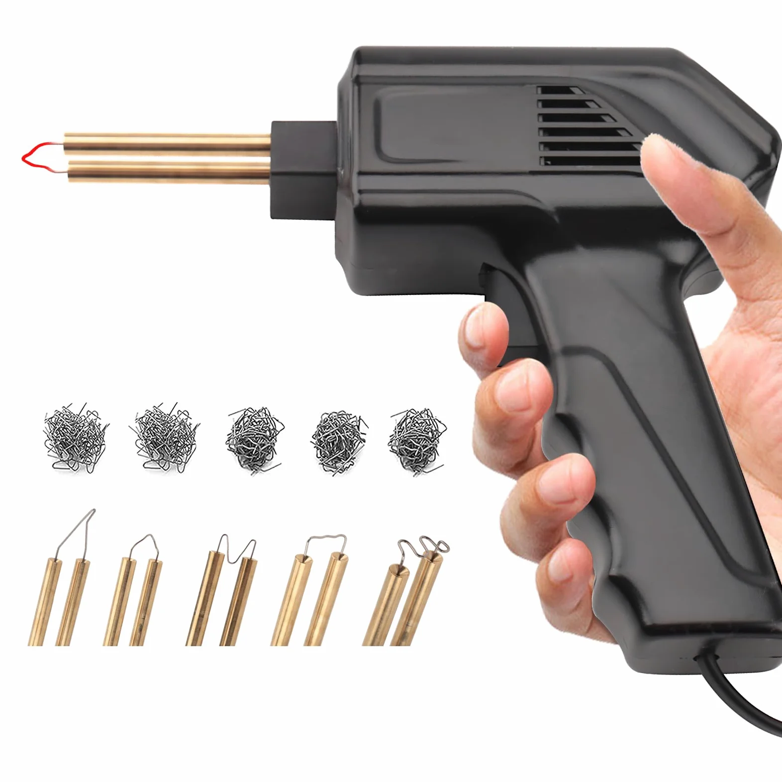 70W Saldatore per Plastica con Graffette, Kit Riparazione Paraurti Auto con 205pcs 5 Tipi Graffette, Saldatura per Riparazione Auto