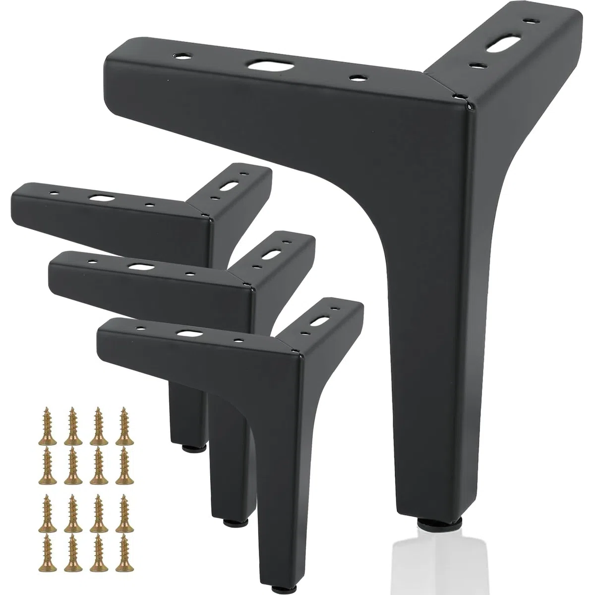 4 Pcs Gambe per Mobili, Piedini per Mobili,Gambe per Letto Piedi Letto Piedini per Divano Carica fino an 800 KG, Moderni Piedini Triangolari in Metallo per armadietti, divani (Nero-13 cm)