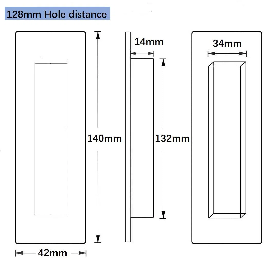 4 Pezzi Maniglie a Incasso in lega di alluminio Maniglie Nascoste per Porte Scorrevoli e Armadi (140 * 42 mm, Opaco)