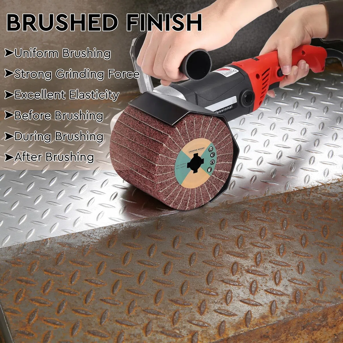 EXLECO Rullo Abrasivo per Levigatrice a Fibra Spazzola 120x100x19 mm, Grana 60 Spazzola Abrasiva Satinata con Carta Abrasiva, per Satinatrice Spazzolatrice, per Legno, Superfici in Metallo