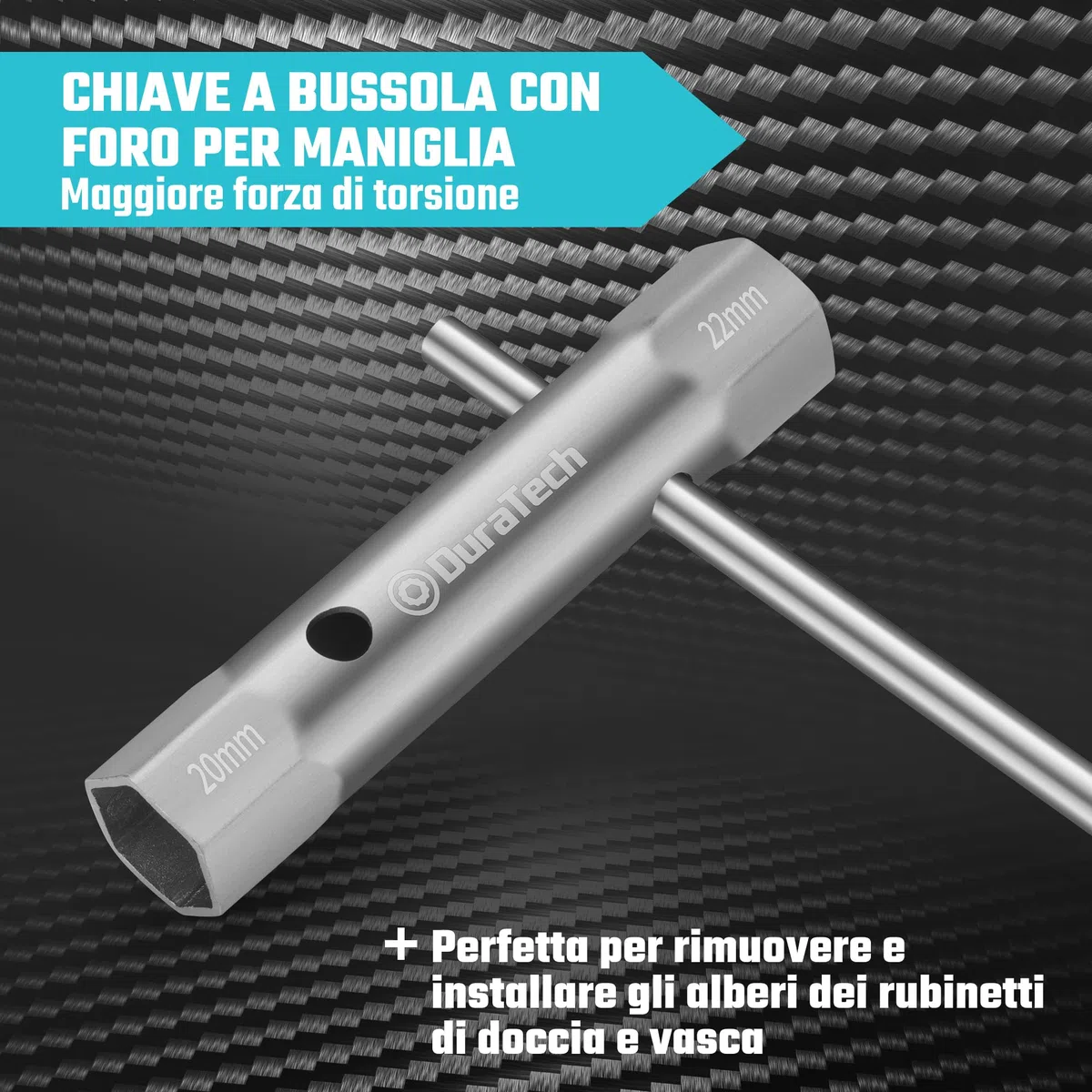 DURATECH Set di 10 chiavi a tubo con 2 leve, metrico, 6-22 mm, set di chiave tubo esagonale doppia per dadi posteriori per idraulica, installazioni e riparazioni di veicoli