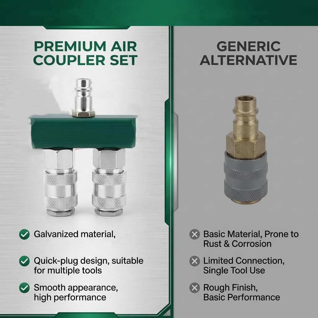 Separatore a 2 Vie per Aria Compressa con Connettori Girevoli Raccordi Utensili Pneumatici 1/4 NPT