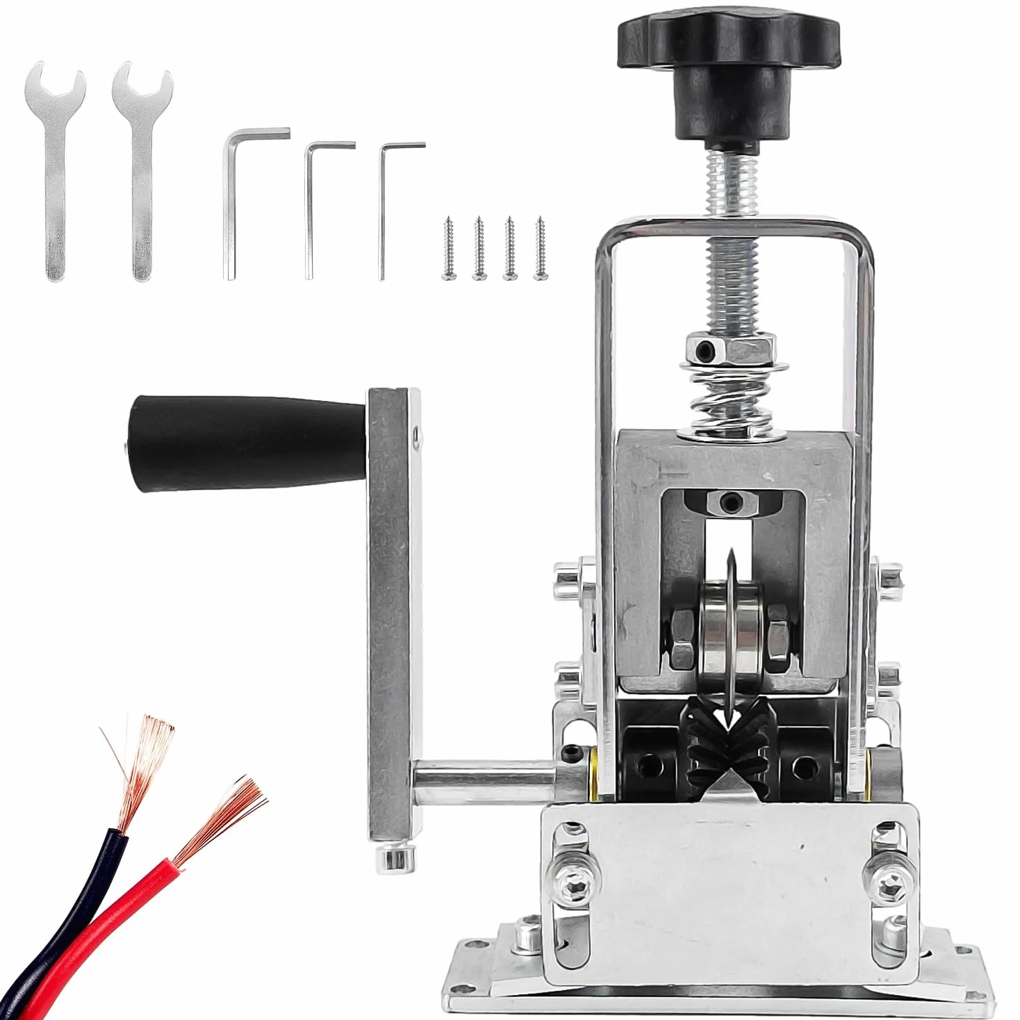 Spellacavi Elettrici per Cavo in Rame da 1 mm-21 mm, Pinza Spelafili Elettricista Alimentata a Manovella o Trapano, Spelacavi per Cablaggio, Riciclaggio e Smantellamento (lega di alluminio)
