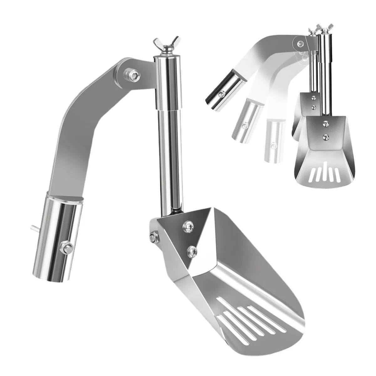 Paletta telescopica per grondaie, in acciaio inox, per rimuovere sporco e detriti, strumento per la pulizia del giardino per foglie, case a schiera, ville, fossati, 8 x 12 cm