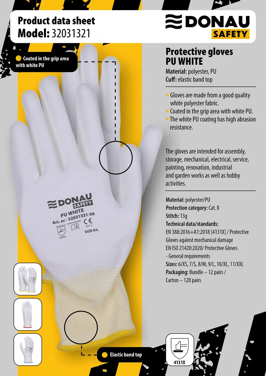 DONAU SAFETY Montagehandschuhe Handschuhe/Größe 10, 12 Paar Guanti da montaggio, taglia 10, 12 paia Unisex - Adulto (Pacco da 1)