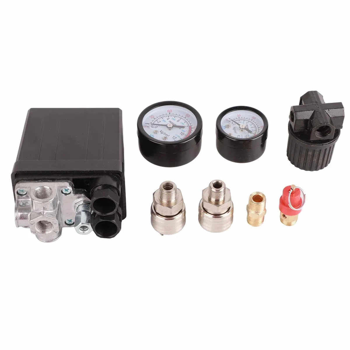 Pressostato del Compressore D'aria, Regolatore di Pressione Interruttore del Compressore 1/4in Valvola di Regolazione del Controller a 4 Fori 90-120PSI 220V per Controllo