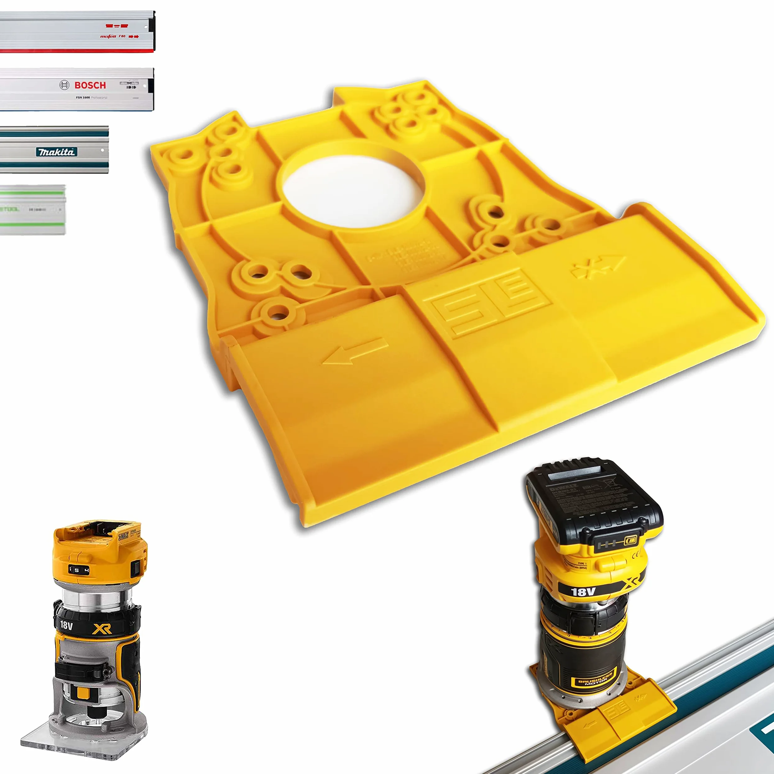 Adattatore professionale per guida DEWALT DCW600 / DCW604 / DCW604NT / D26200 per Makita/Bosch/Festool/Mafell