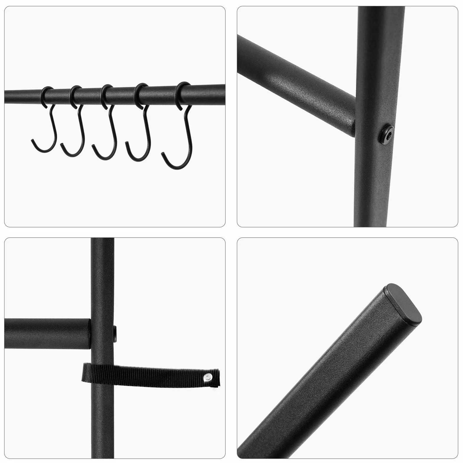 HOOBRO Scala Portasciugamani, Appendiabiti, Portasciugamano Bagno, Scala Decorativa, con 5 movibili Ganci, 58 x 177cm, Stabile, Metallo, Facile da Montare, Nero EBK62CJ01