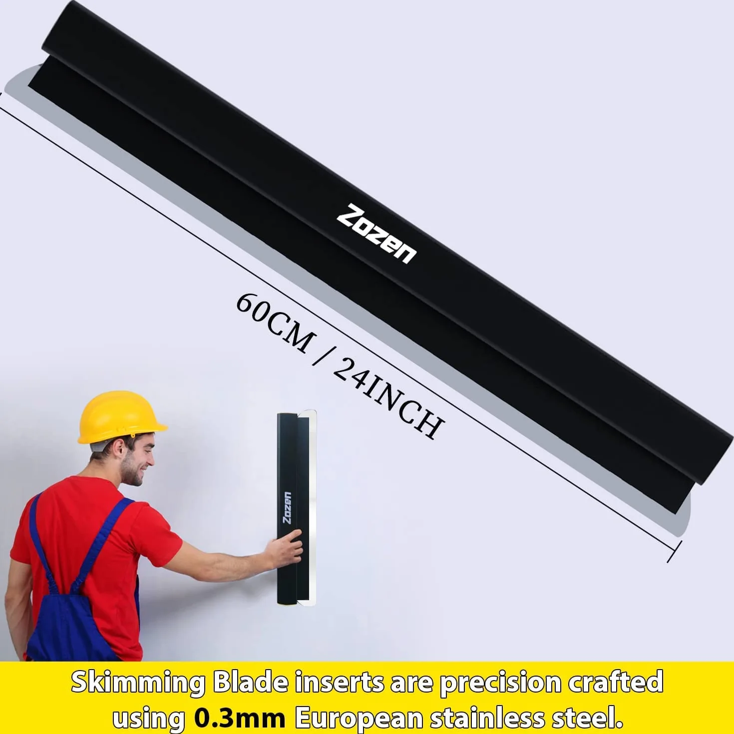 Zozen 60cm Spatole per Stucco/coltello a parete secca, Lame in acciaio inossidabile + design della maniglia a forma di z,Per intonaco o applicazione a parete.