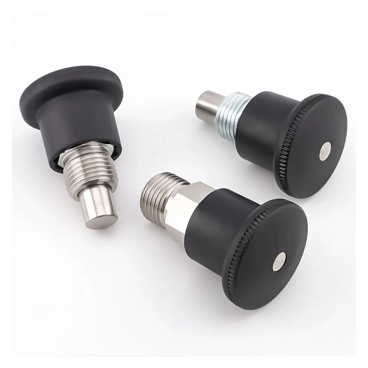 Generico Manopola in plastica nera VCN218 Corpo in acciaio inossidabile/al carbonio Perni di posizionamento for pistoncini a molla Mini pistoncini di indicizzazione con filettatura fine/grossa(Black V