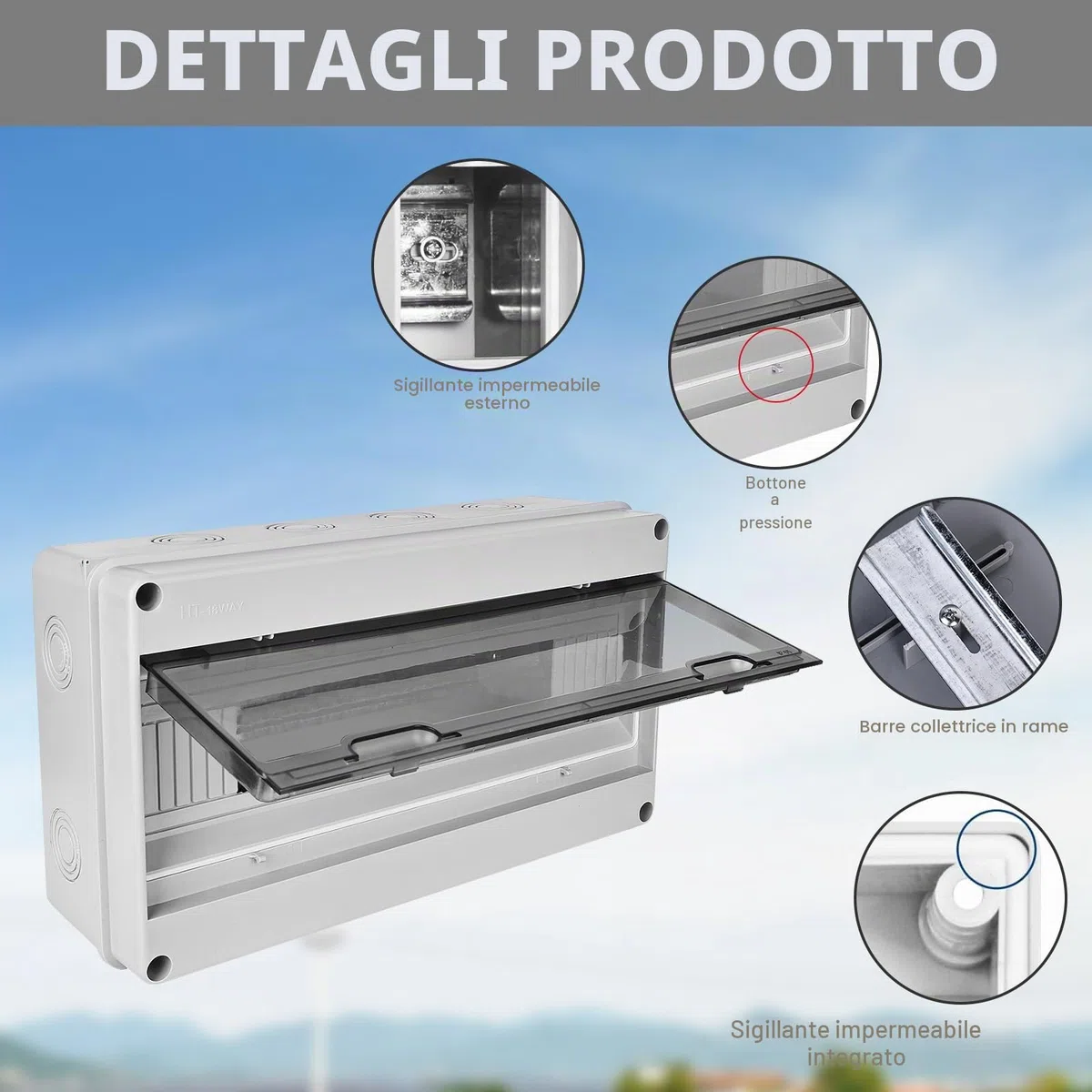 Quadro Elettrico Esterno, Scatola Elettrica da Esterno, Quadro Elettrico Interno di Distribuzione con 1 Fila, Quadro Elettrico 18 Moduli Impermeabile IP65, Scatola Elettrica da Parete per Giardino