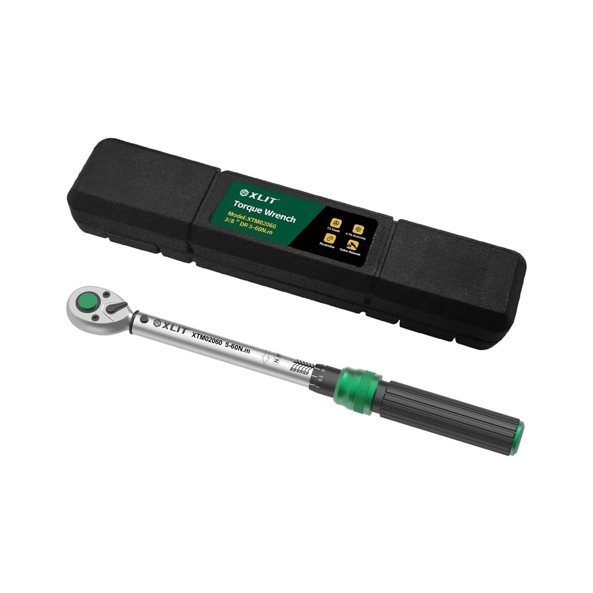 Chiave dinamometrica 3/8 pollici, 5-60 Nm ±3% di precisione – 72 denti cricchetto in acciaio al cromo vanadio con scatola di conservazione per auto, moto, bicicletta, manutenzione veicoli e