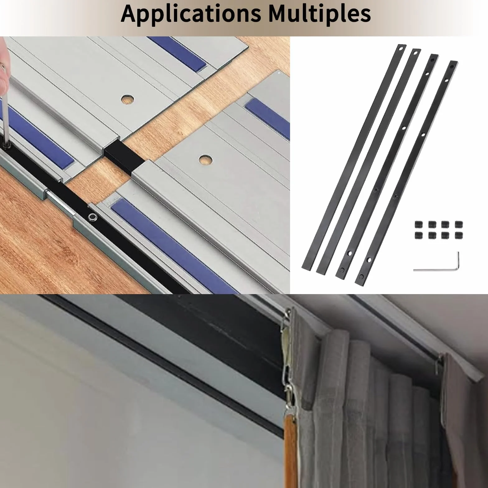 Kit di 4 pezzi per Makita e Festool, compatibile con binario dritto, angolato e quadrato con tende, accessori universali per aste per tende