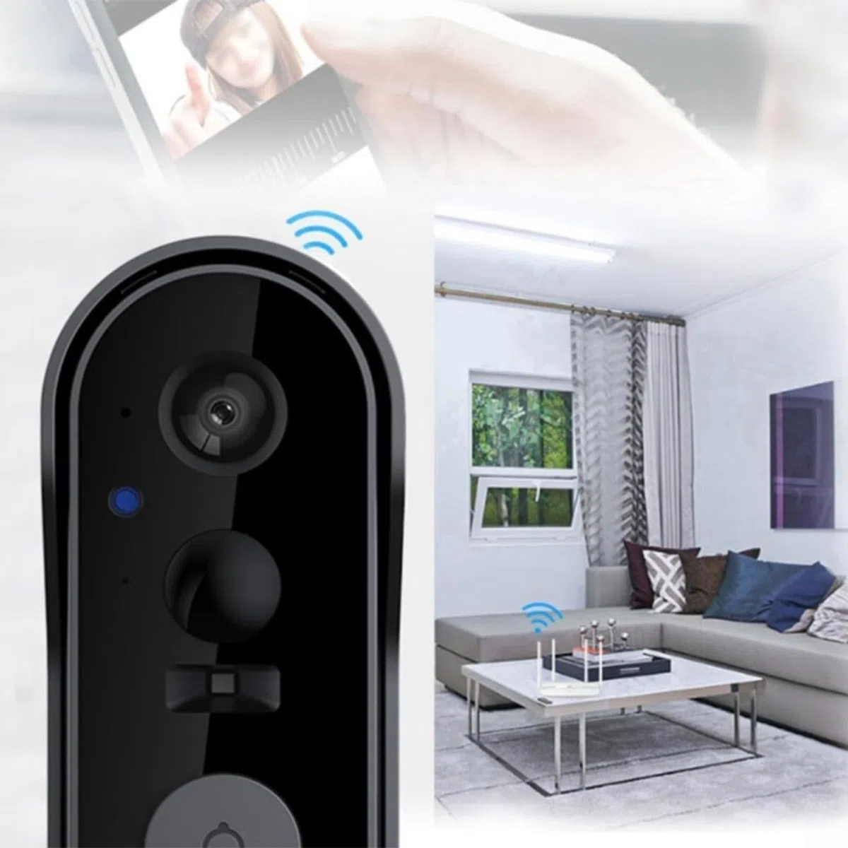 Videocitofono wireless 1080p con audio bidirezionale, notte, senza abbonamento, WiFi 2.4G, compatibile per la sicurezza domestica interna ed esterna, rilevamento del movimento, facile
