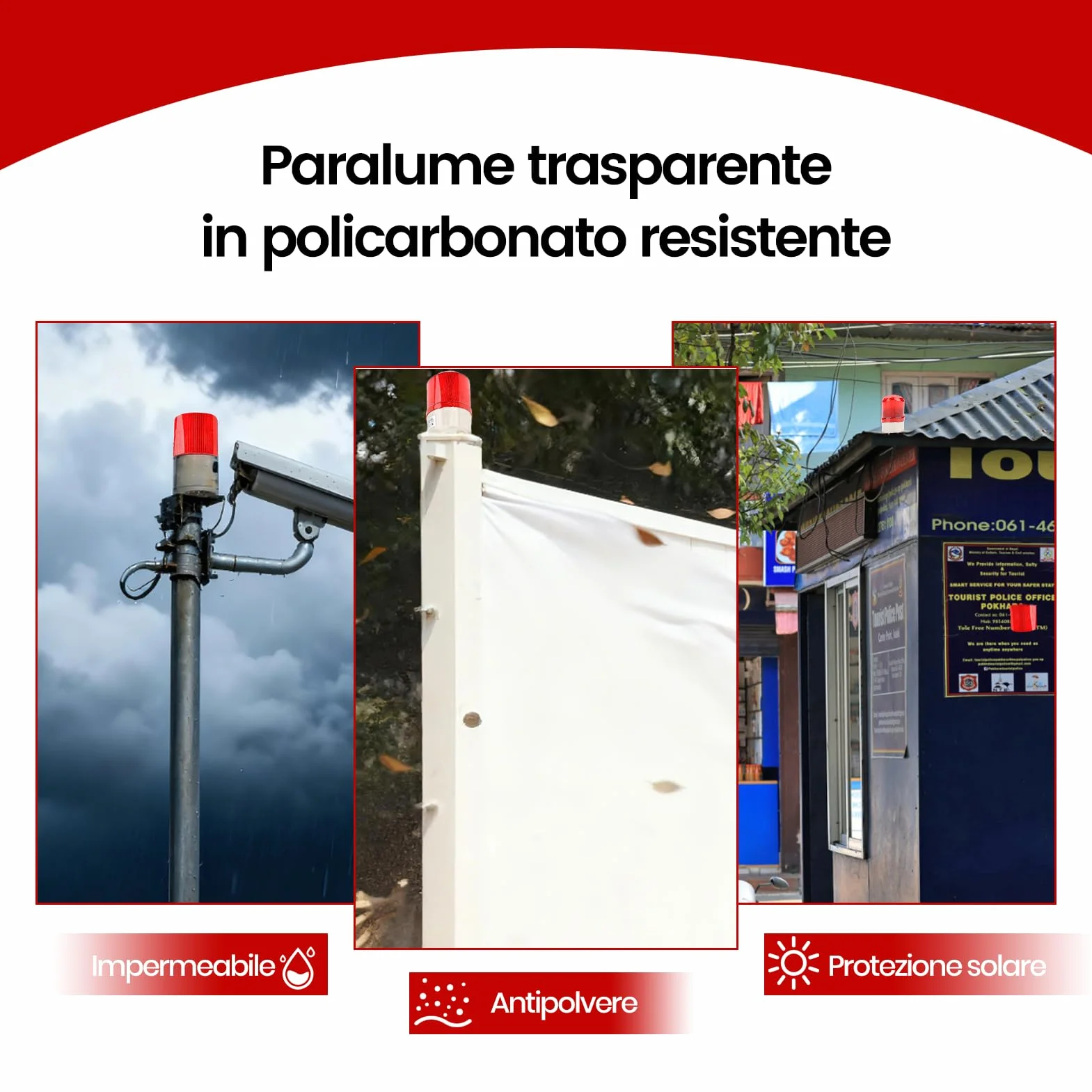 Sirena Allarme Esterno 220V con Luce Stroboscopica LED Rossa e Allarme Sonoro 100dB - Facile Installazione per Sicurezza Industriale e Domestica
