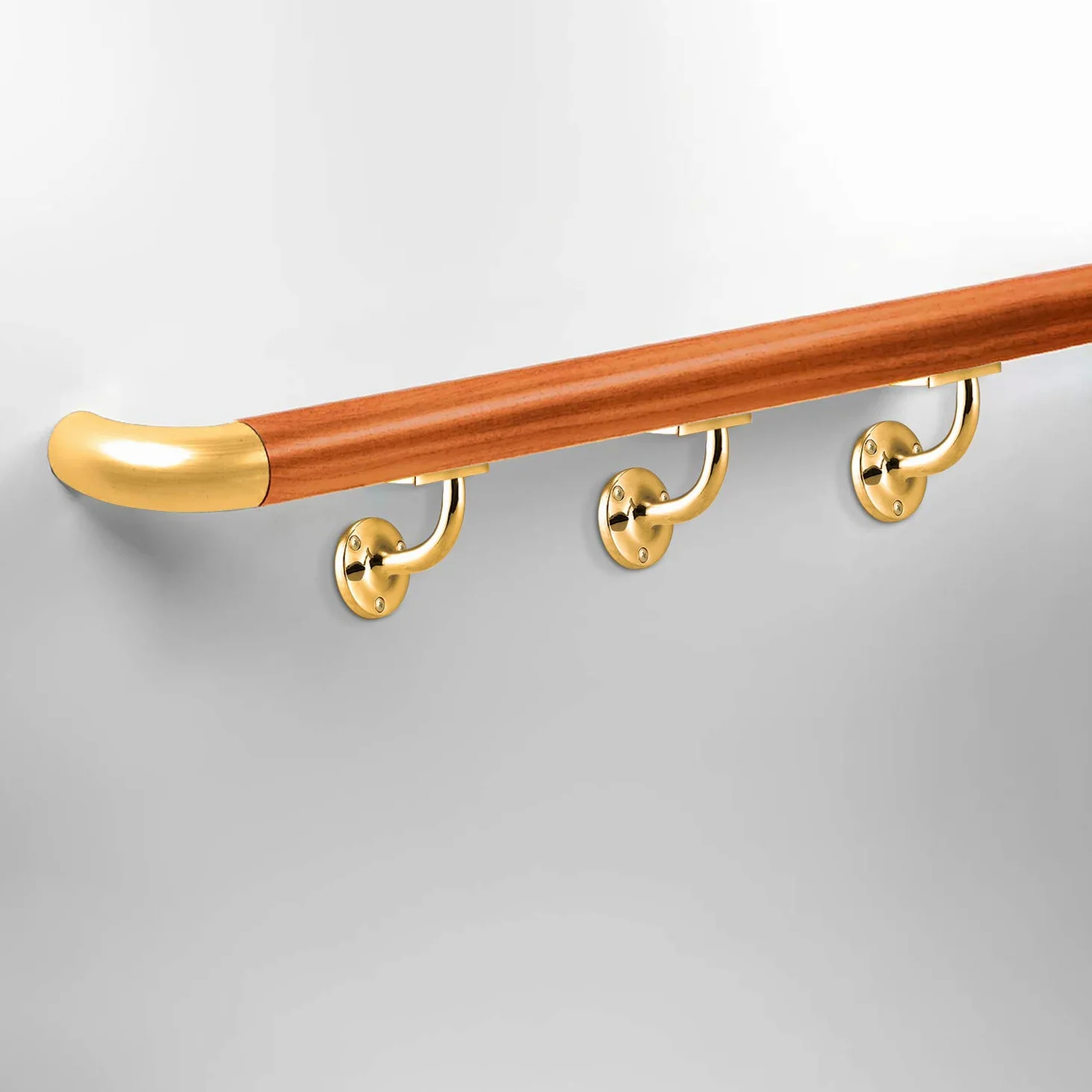 XFORT Set Di 4 Staffe Per Corrimano, Staffe In Acciaio Resistente Per Corrimano Per Scale, Per Corrimano In Legno E Acciaio, Staffe Eleganti Ed Eleganti Per Corrimano (Ottone lucido)