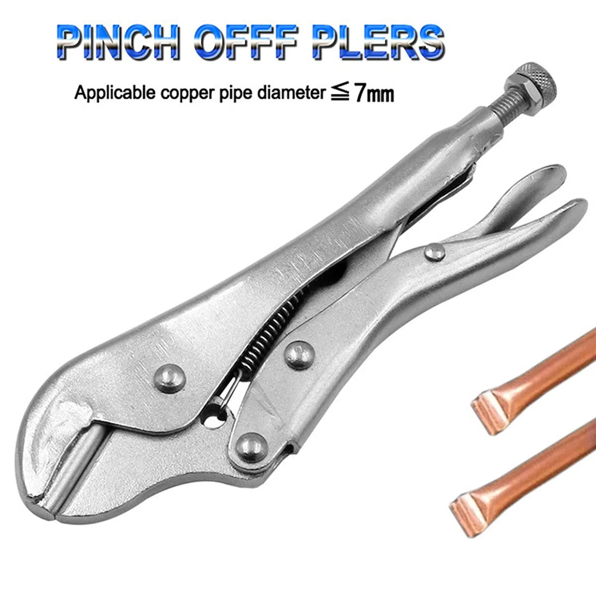 Pinza per Sigillatura Tubi di Rame, 7mm Pinza a Scatto con Leva e Molla di Tensione per Aria Condizionata e Refrigeratori