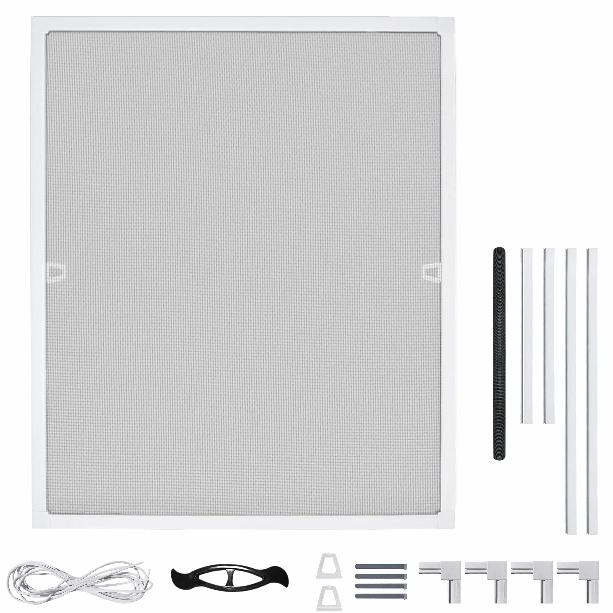Zanzariera per finestra, zanzariera con zanzariera e telaio in alluminio, 100 x 120 cm, senza fori e viti, protezione dagli insetti, per finestre (bianco)