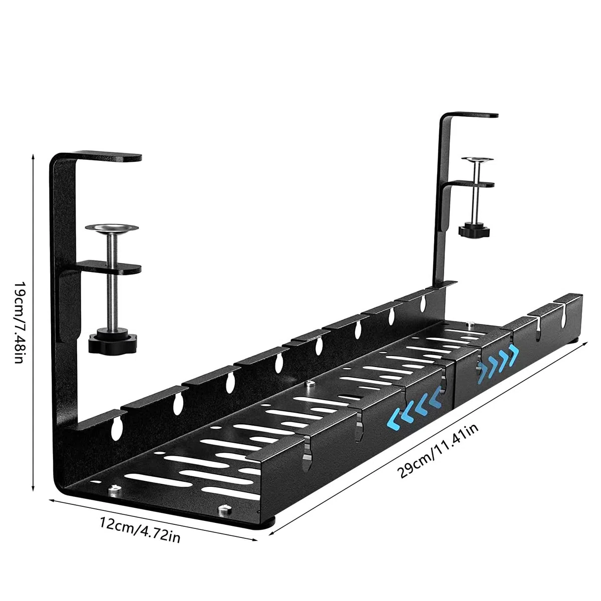 Canalina per cavi da scrivania, retrattile, 30,5 – 55 cm, gestione cavi senza foratura, sottocavo con alloggiamento per cavi