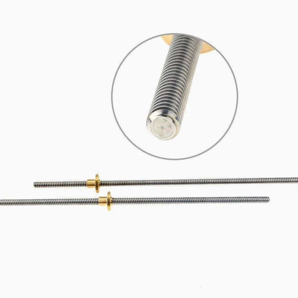 Perni a barra completamente filettati, filettatura della vite di comando, filettatura della vite di comando T4, passo 4 mm, passo 1 mm, lunghezza 100~650 mm con dado in ottone, barra trapezoidale for