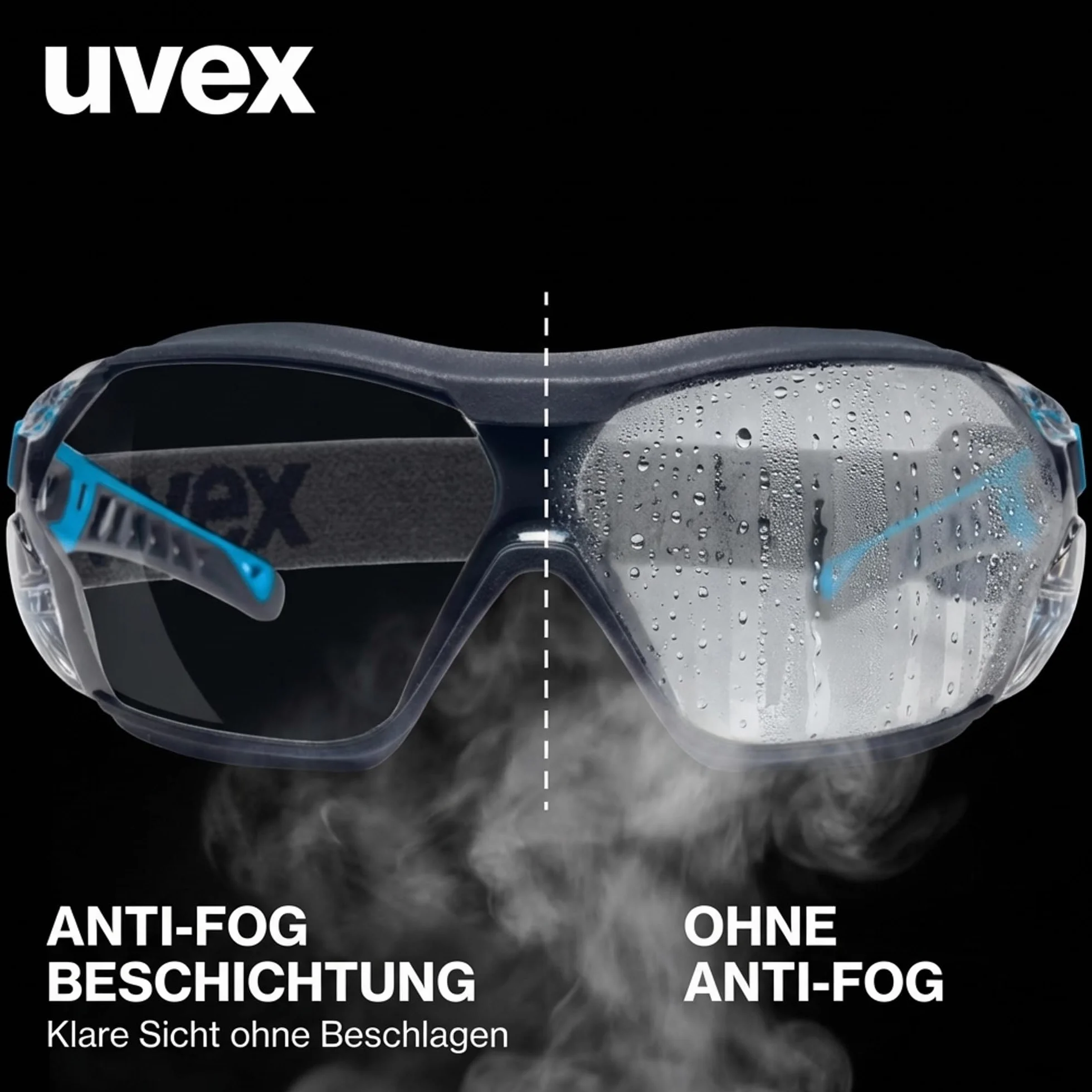 Uvex pheos Nxt Guard – Occhiali protettivi – Occhiali da stiro con protezione UV al 100% – Interno anti-appannamento – Esterno estremamente resistente ai graffi e senza metalli – con fascia