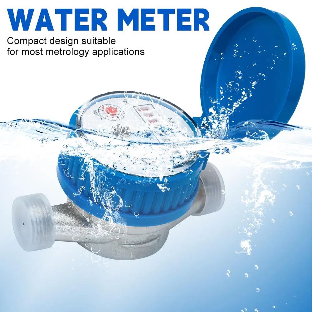 Contatore Acqua Da Giardino 1/2 Pollici,Contatore Acqua Fredda con Coperchio Protettivo E Collegamento In Ottone,Contatore Dell'acqua Fredda Calibrato Per Uso Domestico,ContatoreAcqua Esterno