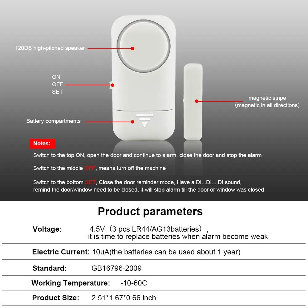Shackcom 4pcs Allarme per Porte e Finestre 120dB Wireless Magnetico Allarme Antifurto Sistema Sensori di Sicurezza Domestica con Batteria per i Negozi di Home Office