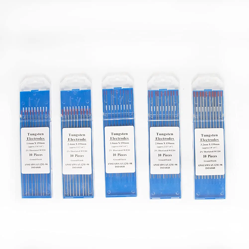 SUSEMSE TIG Elettrodi di saldatura tungsteno WT20 rosso 2% ossido toriato elettrodo 10-Pack punta 1.0/1.6/2.4/3.2 X175mm (2.4)