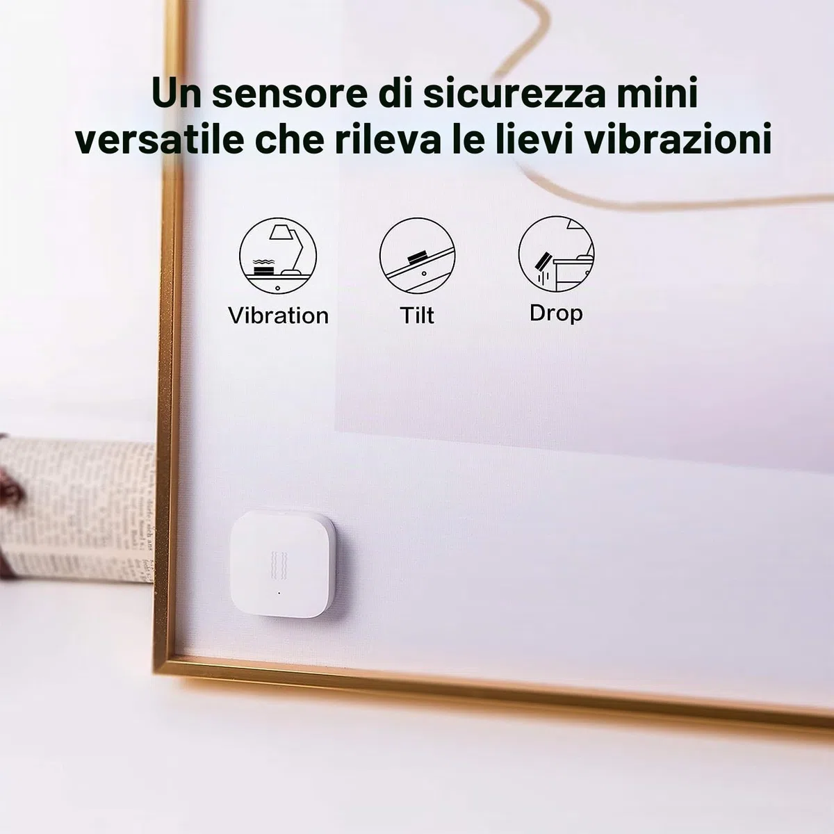 Aqara Sensore di vibrazione, Zigbee, Richiede un Hub Aqara, Rilevatore di Rottura Vetro Wireless Mini per Sistemi di Allarme e Automazione, Compatibile con Apple HomeKit, Home Assistant e IFTTT