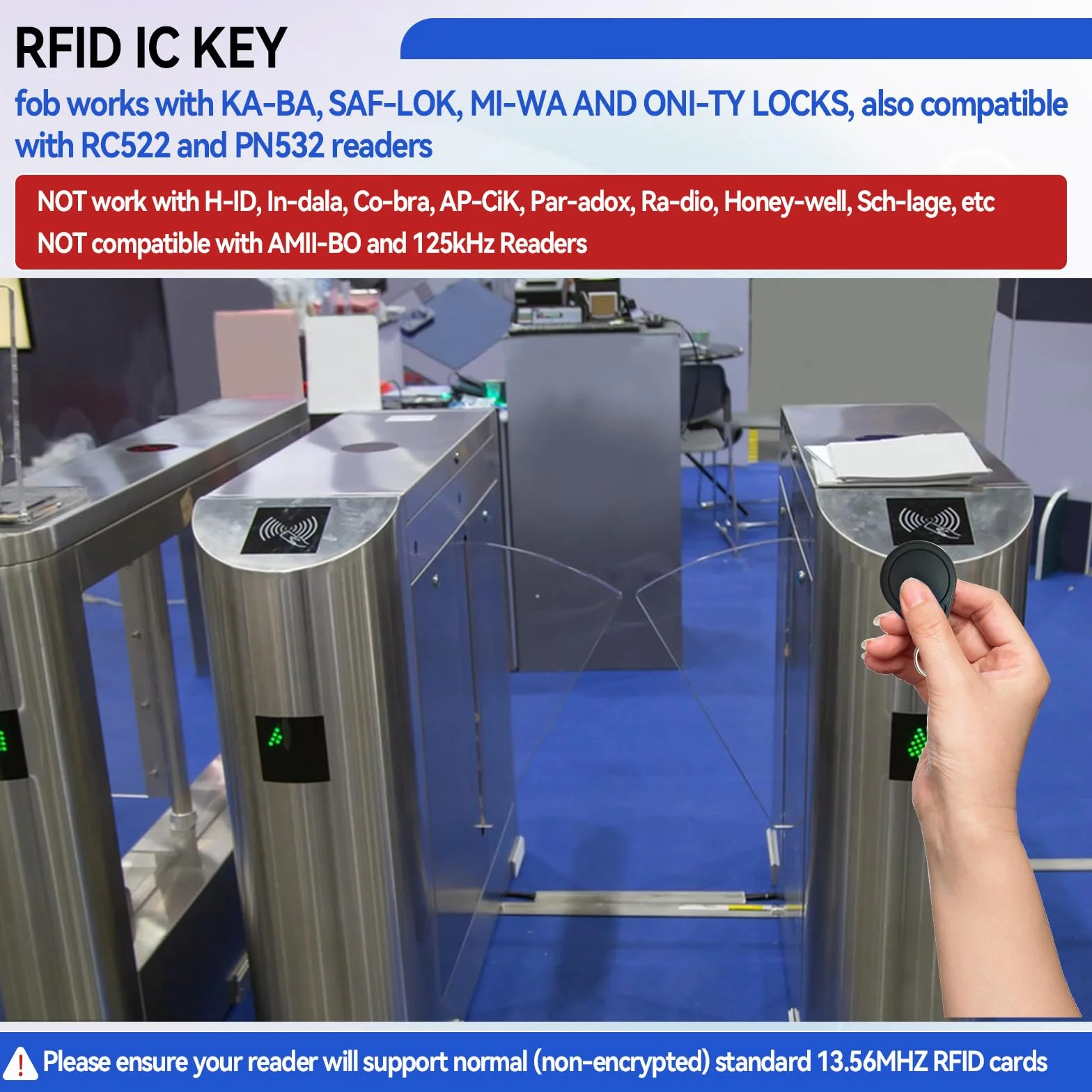 MIFARE Portachiavi classici 1K, ISO14443A 13,56 MHZ RFID IC, tag RFID M1, chiave per il controllo degli accessi (nero, 100 pezzi)
