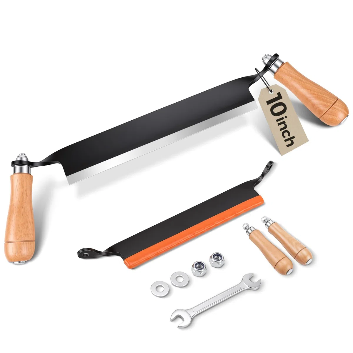 Coltello da taglio per legno da 250 mm, pelapatate con comodo manico in legno, acciaio al tungsteno, coltello per tegole, assemblaggio richiesto (250 mm, dritto)