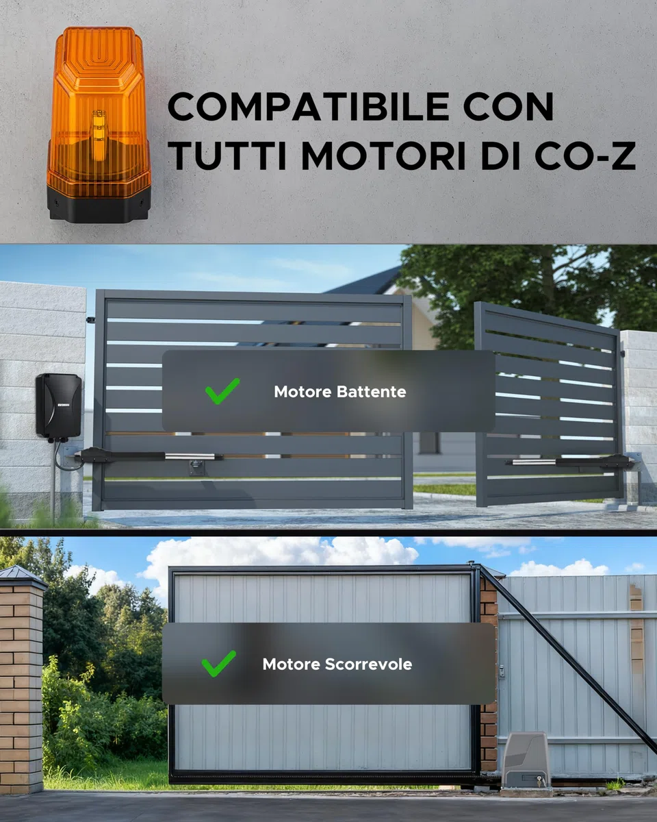 CO-Z Lampeggiante per Cancello Automatico 12V-265V AC/DC 2000 Lumen Lampeggiatore di Segnalazione Emergenza a LED Universale Compatibile con Motore Cancello Automazione CO-Z Impermeabilità IP54