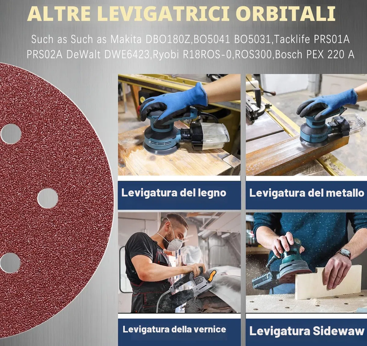 STEBRUAM Dischi Abrasivi 150mm 6 Fori Grana 80 Carta Vetro Abrasiva per Levigatrice Orbitale - 45 Pezzi
