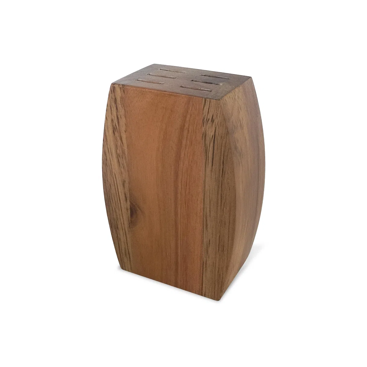 LOU LAGUIOLE - Blocco di legno di acacia con 6 coltelli da bistecca - Jet - 13 C acciaio inossidabile, finitura sabbiata - 9 x 5 x 12 cm - legno