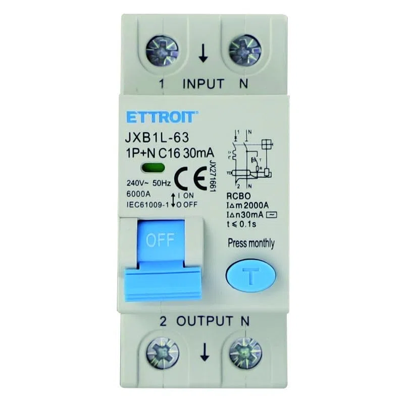 Interruttore Magnetotermico Differenziale 1P+N 16A 30mA 220V-6KA 2 moduli 30mA per Guida DIN - Protezione Circuiti e Sicurezza Impianti