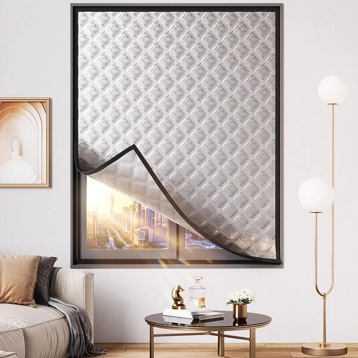 Kit di Isolamento per Finestre, Isolante Termico per Finestre, Tende Termiche Isolanti per Il Freddo per Inverno ed Estate, Isolante Termico Adesivo Riduce il Freddo e il Calore (120x150cm)