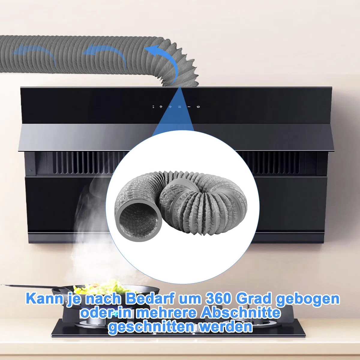 100mm Grigio Tubo di Scarico 3 m Condotti Tubo di Ventilazione Flessibile in Alluminio PVC con 2 Fascette Stringitubo in Acciaio per Aria Condizionata, Asciugatrice, Cappa Aspirante