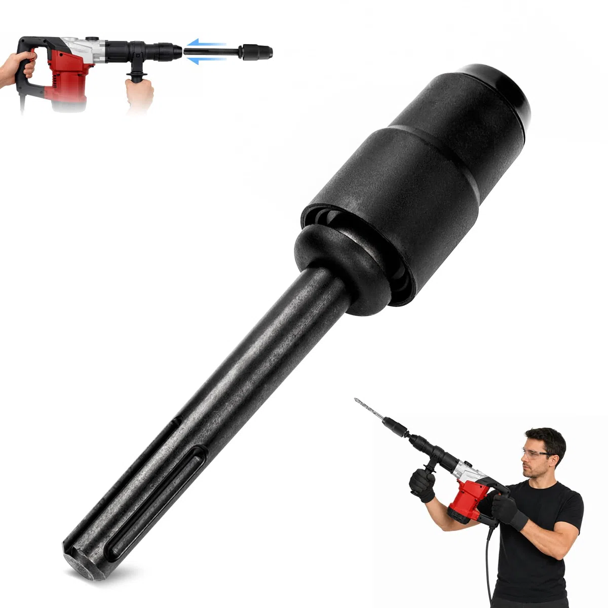 Adattatore SDS Max su SDS Plus per martello perforatore, adattatore per l'uso di punte per calcestruzzo o scalpello, adattatore SDS Max SDS Plus per attacco mandrino trapano trapano a percussione