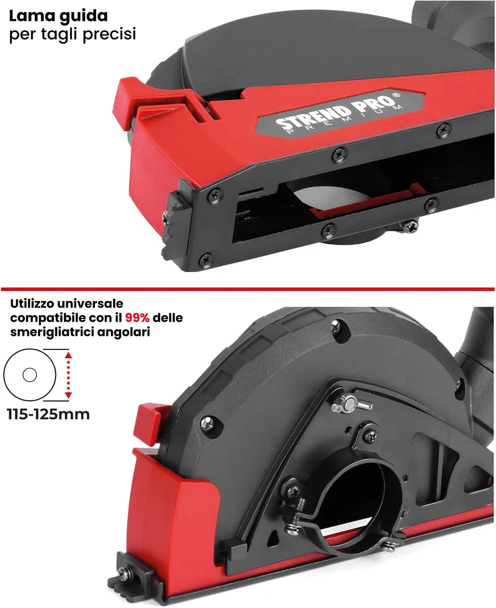 STREND PRO Cuffia Aspirazione per Smerigliatrice Angolare 125mm / 115mm | UNIVERSALE | Aspirazione Flex per Disco Diamantato 125mm | Accessori per Smerigliatrice Angolare | per Dischi da Taglio 125