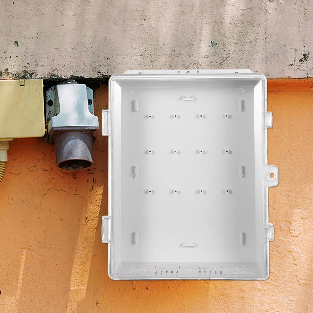 NOLITOY Scatola di distribuzione esterna impermeabile, alloggiamento in plastica con coperchio trasparente, resistente alle intemperie, per impianti di sicurezza, scatola elettrica resistente alle