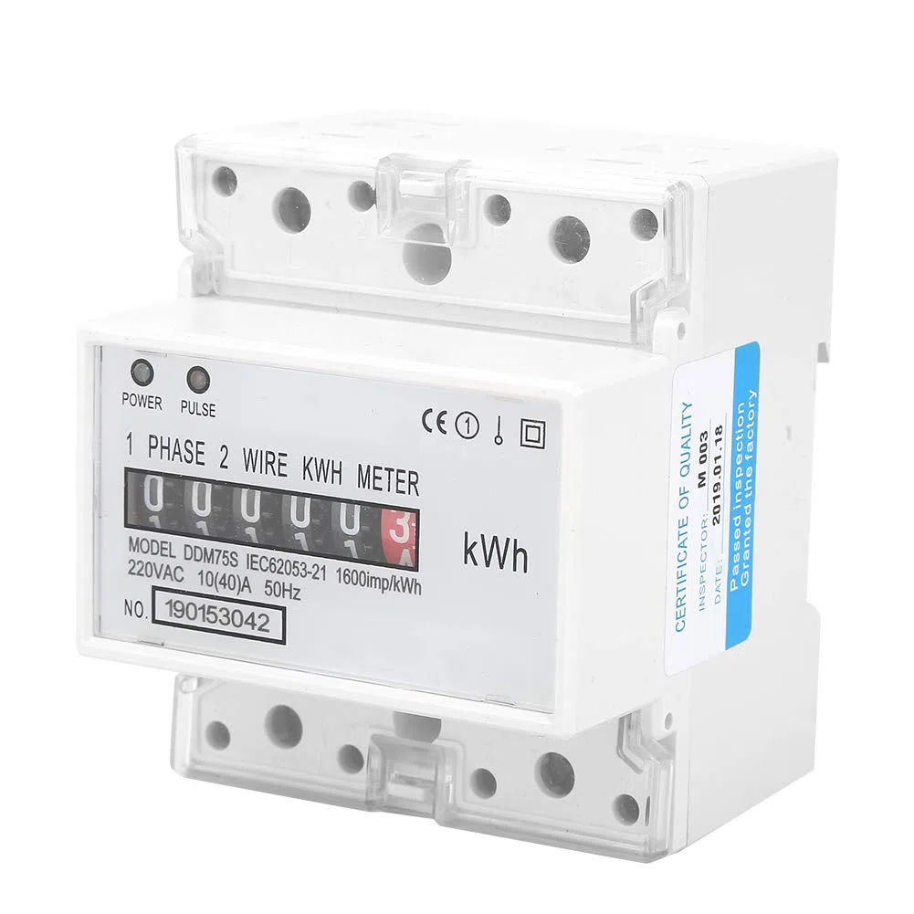 DDM75S Contatore monofase 4P su guida DIN, contatore di kWh per DIN EN50022, contatore montato su guida per il monitoraggio dell'utilizzo di energia elettrica