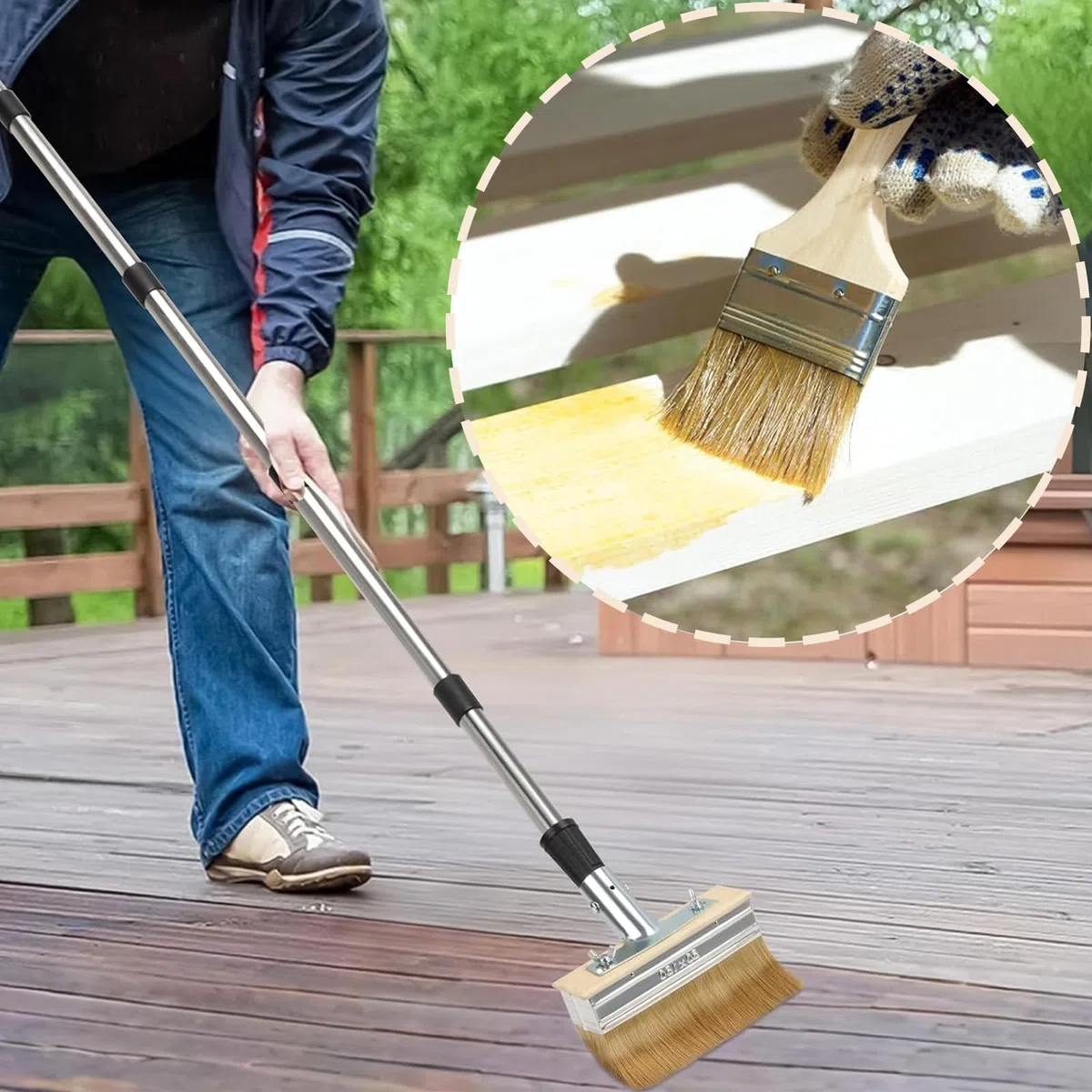 Pennello Pittura 150 cm,Pennello Da Terrazza con Manico Lungo, Pennelli Di Vernice Superficie Pennelli Da Macchiatura Spazzola Da Terrazza Per Pittura, Lappatura, Parete, Soffitto